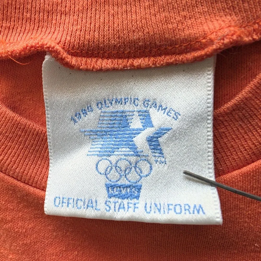 Vintage 1984 Olympics Staff Medium Ringer T-Shirt Olympic Games Los Angeles CA